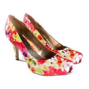 Madden Girl Heels Women Size 7.5 Bright Floral Getta Pumps Stiletto Dress Shoe
